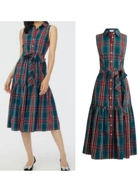 J. Crew Tartan Plaid Tiered Shirtdress